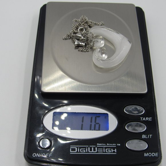 18" Sterling Silver White Heart Necklace Vintage - Picture 6 of 6